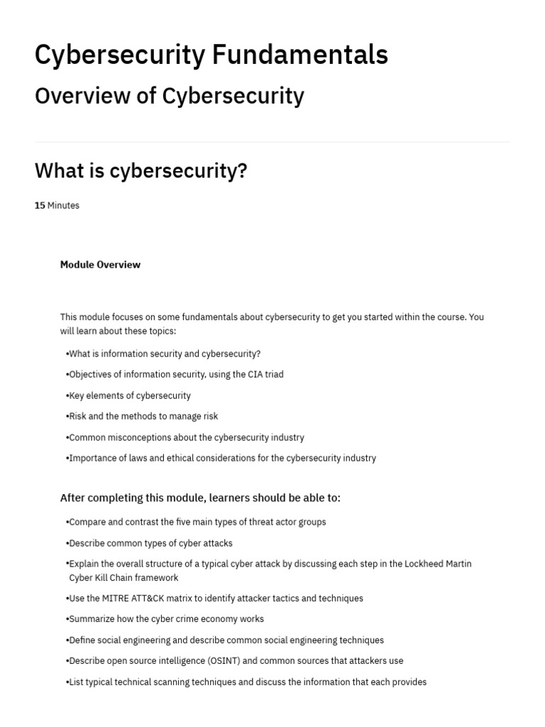 Cybersecurity Fundamentals | PDF | Computer Security | Security