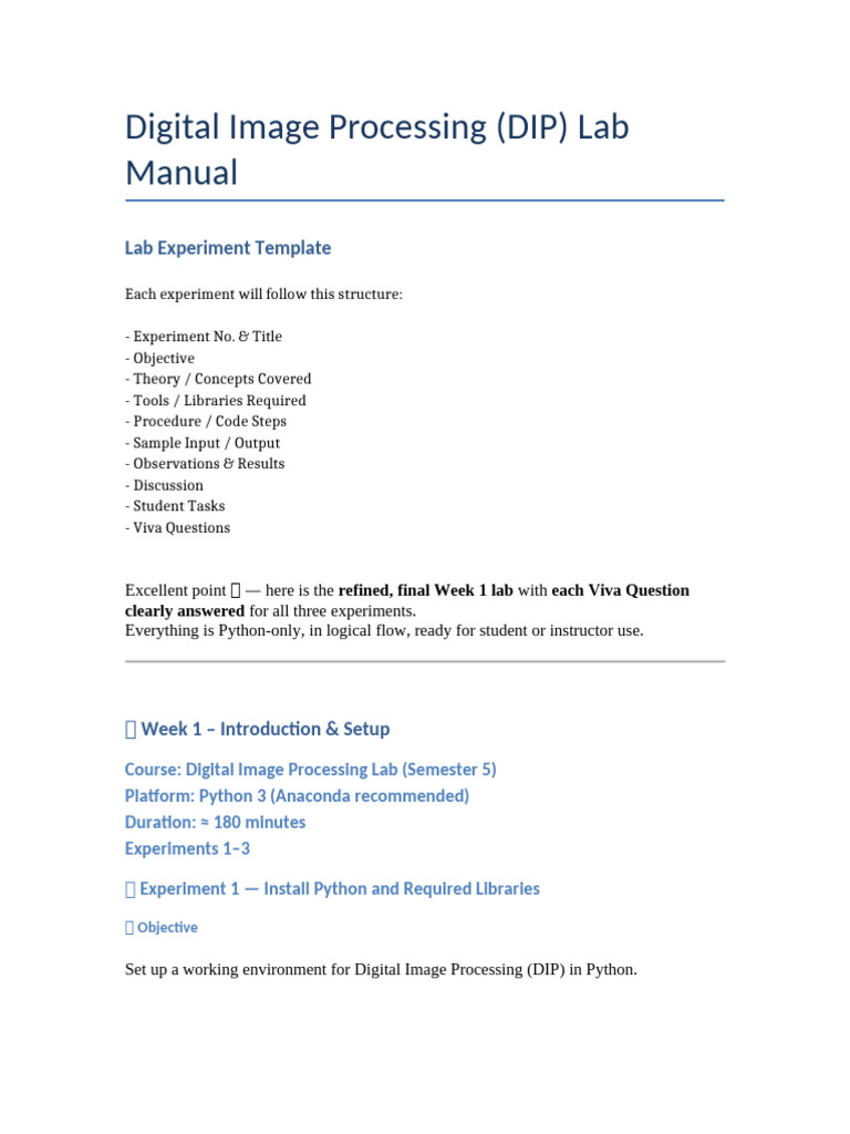 DIP - Lab - Manual For Recording | PDF