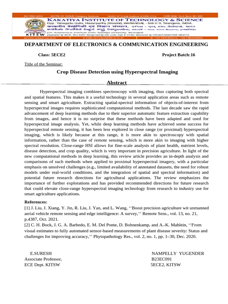 ABSTRACT For Seminar Presentation | PDF | Remote Sensing | Deep Learning
