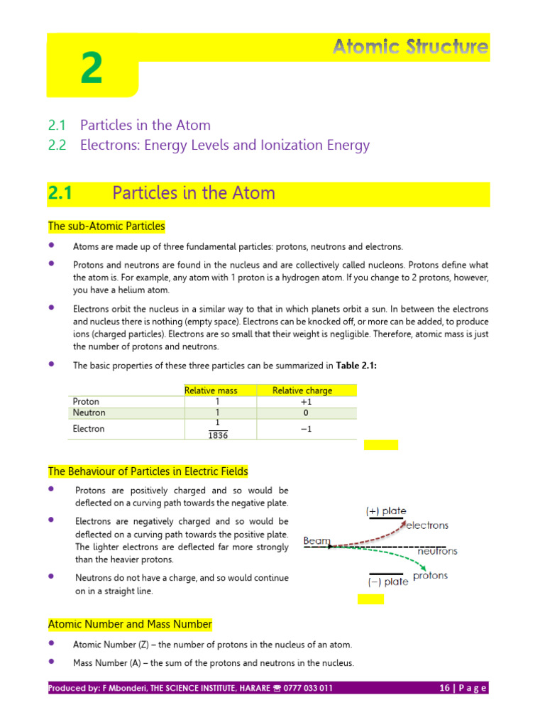 2.0 Atomic Structure | PDF | Atoms | Atomic Nucleus