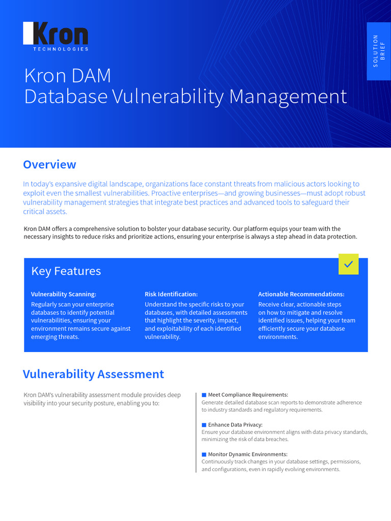 Kron DAM Database Vulnerability Management Solution Brief | PDF ...
