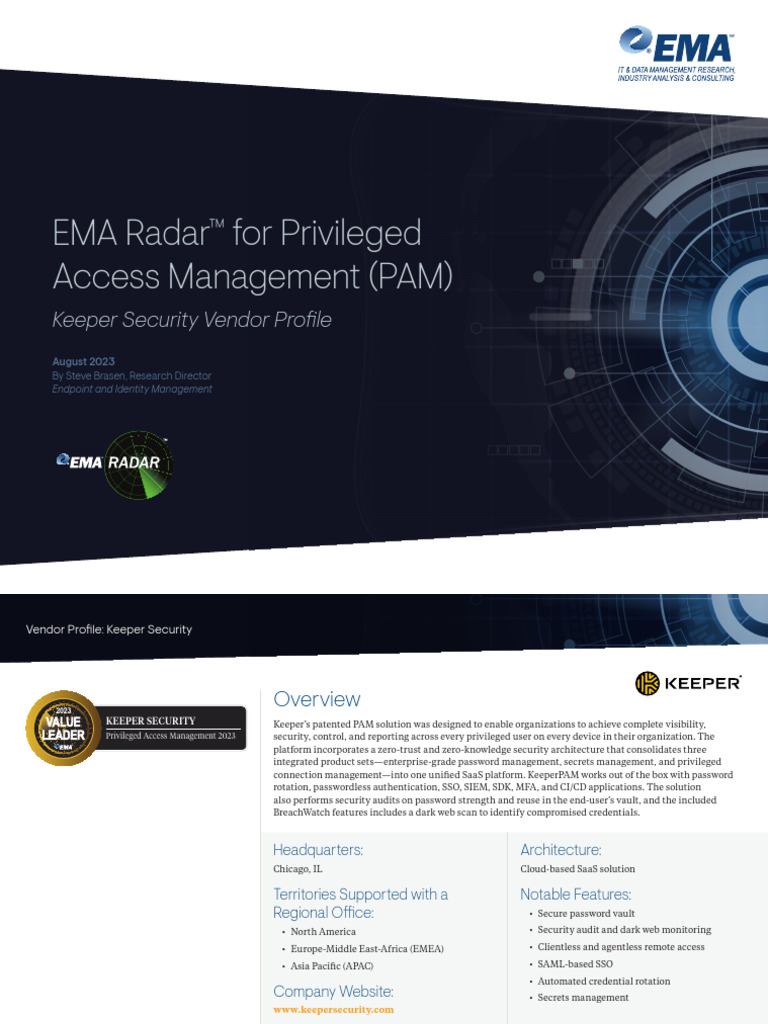 EMA PAM Radar Report Keeper Security | PDF | Cloud Computing | Password