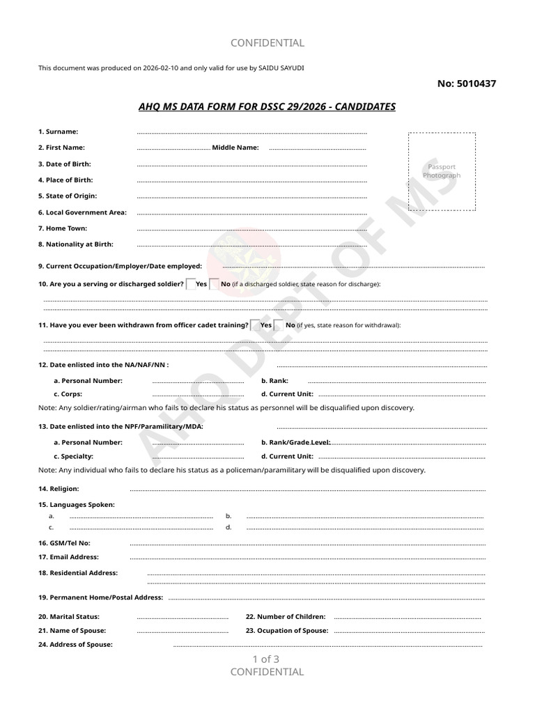 Indemnity Form DSSC 2026 5010437 PDF | PDF
