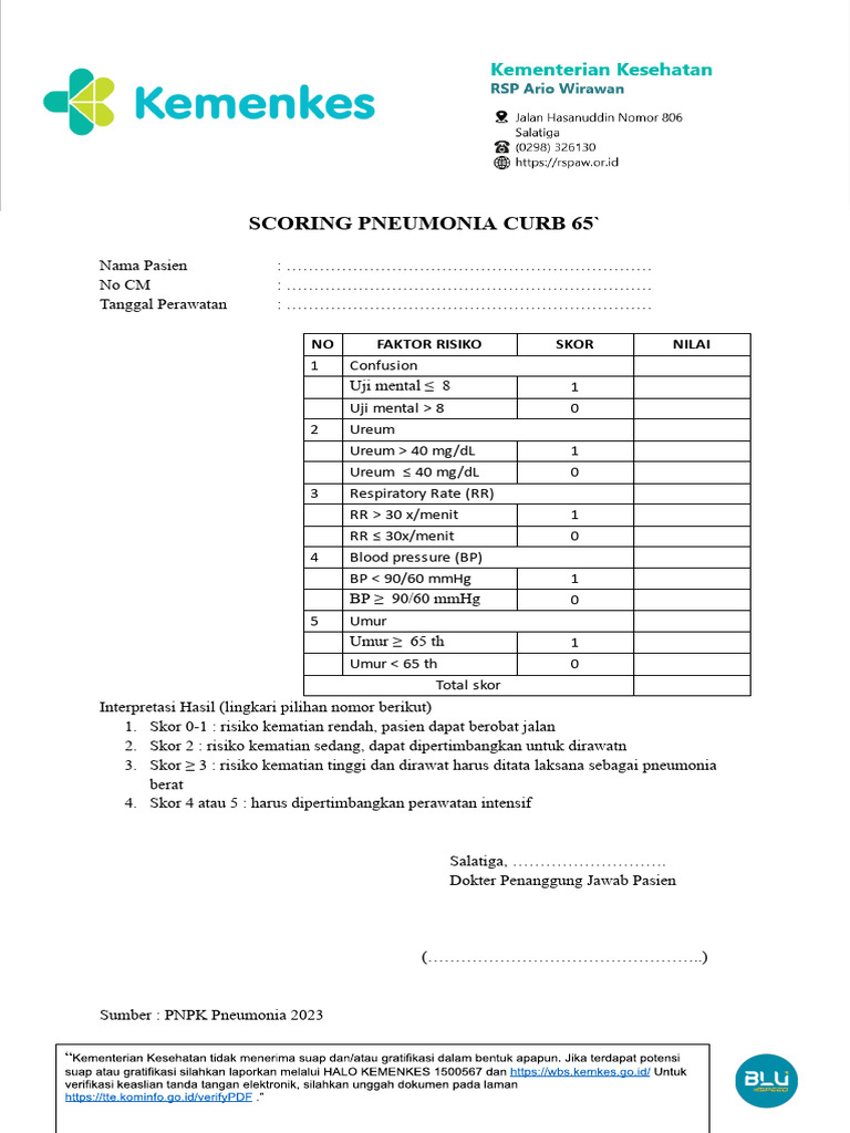 Scoring Pneumonia Curb Dan Psi - Docx - Google Dokumen | PDF