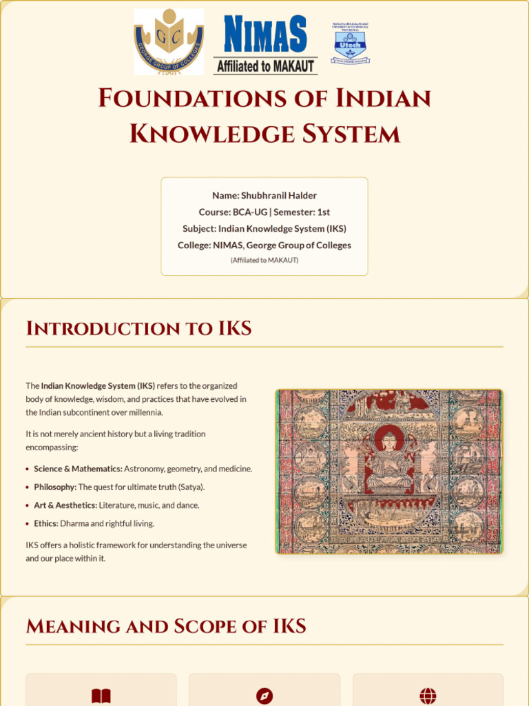 Foundations of Indian Knowledge System Iks | PDF
