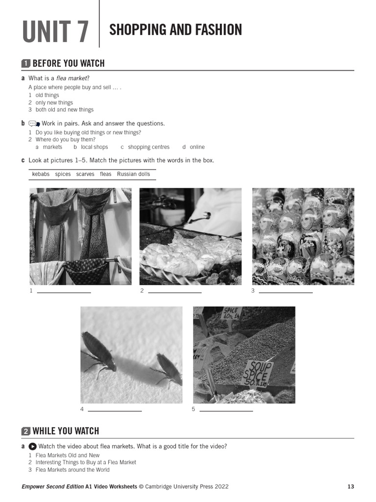 Empower Starter Video Activity Sheet Unit 07 | PDF | Clothing