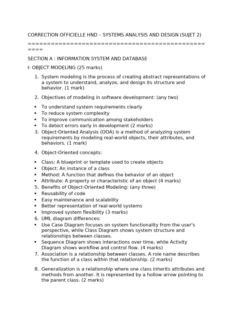Correction - HND Systems Analysis and Design - Sujet 2 | PDF | World ...