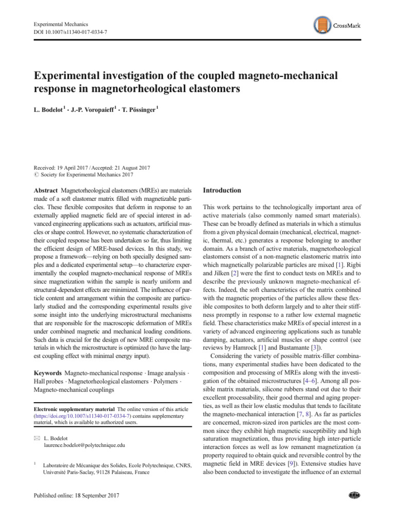 17experimental Investigation of The Coupled Magneto-Mechanical Response ...