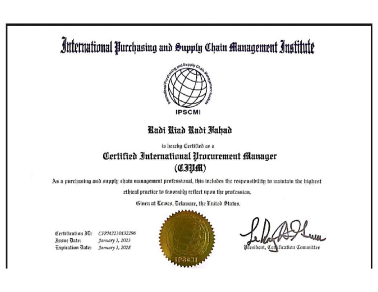 CIPP CIPM Certificate | PDF