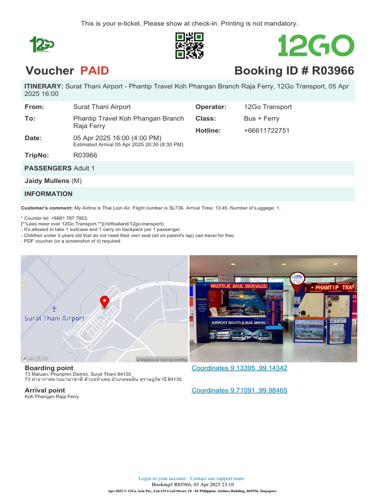 12go Booking 19551715 | PDF