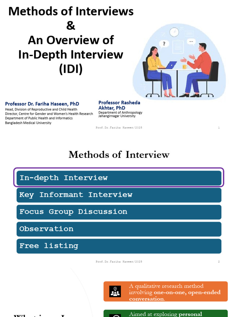 Session.5 - Methods of Interview+IDI - RM - Qualitative Component | PDF ...