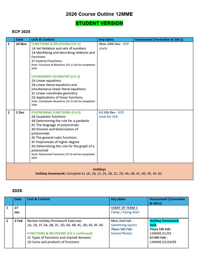 2026 12MME Course Outline (Student Version) | PDF | Trigonometric ...
