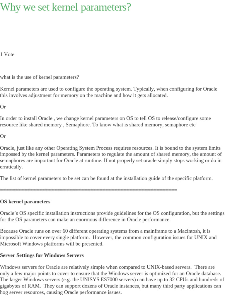 Why We Set Kernel Params | PDF | Operating System | Kernel (Operating ...