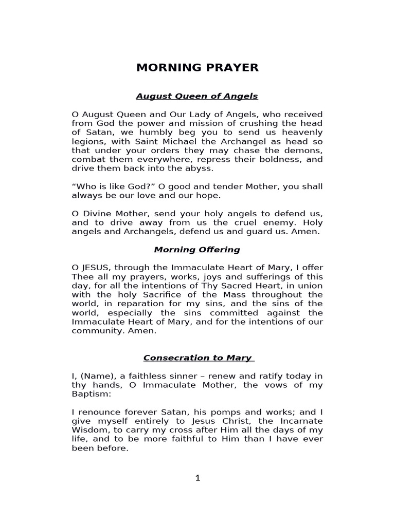 Morning Prayer | PDF | Angel | Jesus
