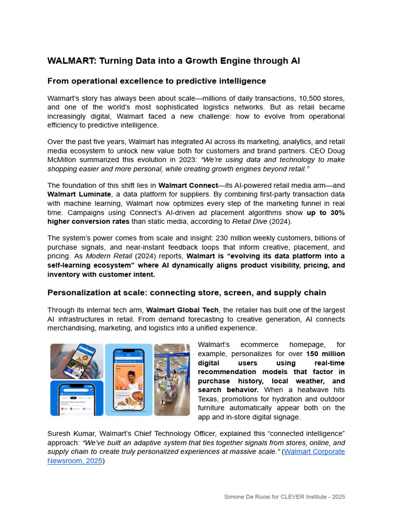 WALMART - Turning Data Into A Growth Engine Through AI | PDF | Walmart ...