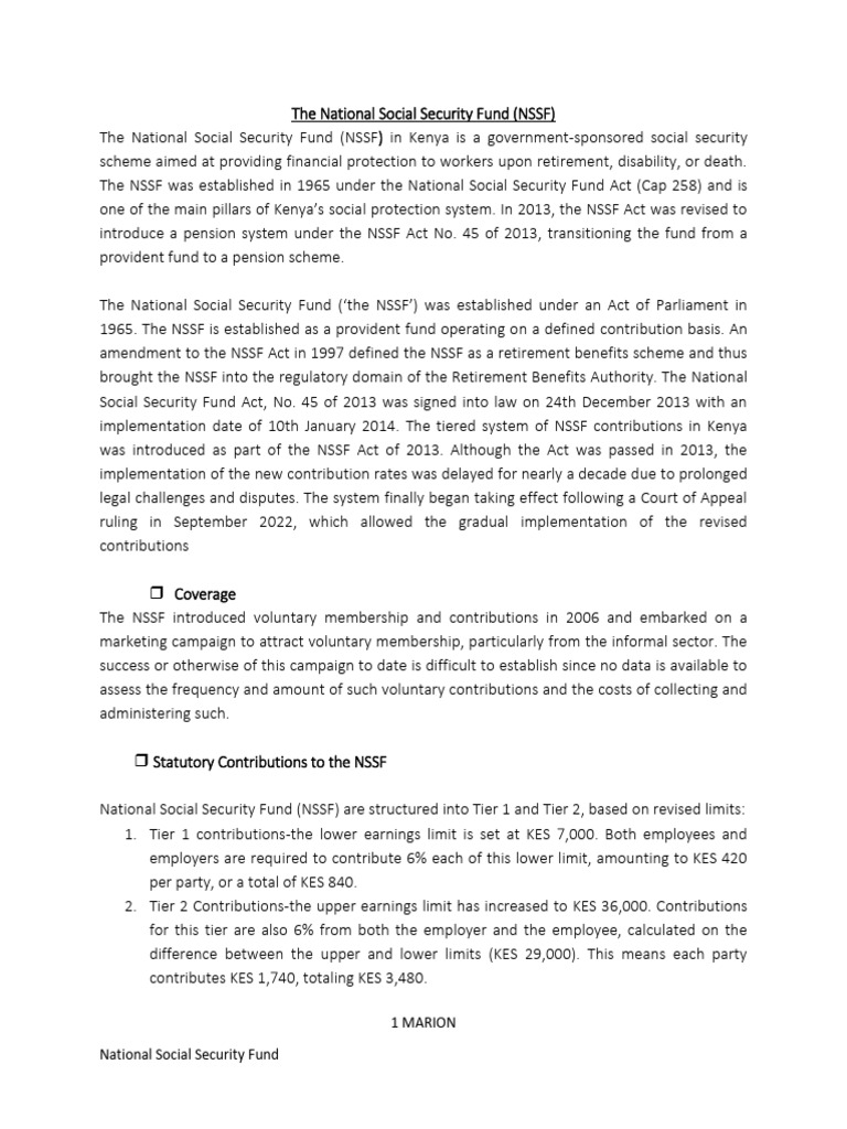 National Social Security Fund | PDF | Pension | Employment
