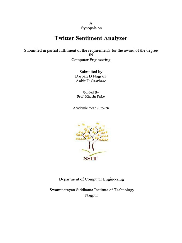 SYNOPSIS of Twitter Sentiment Analysis | PDF | Machine Learning ...