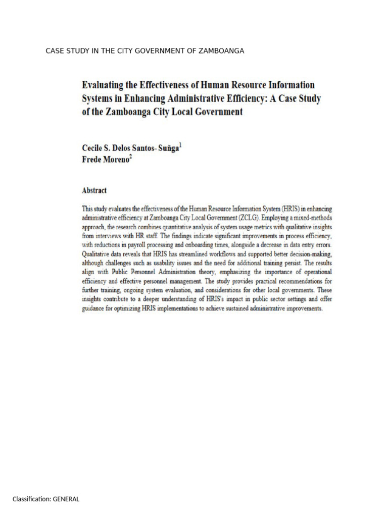 CASE STUDY IN THE CITY GOVERNMENT OF ZAMBOANGA | PDF