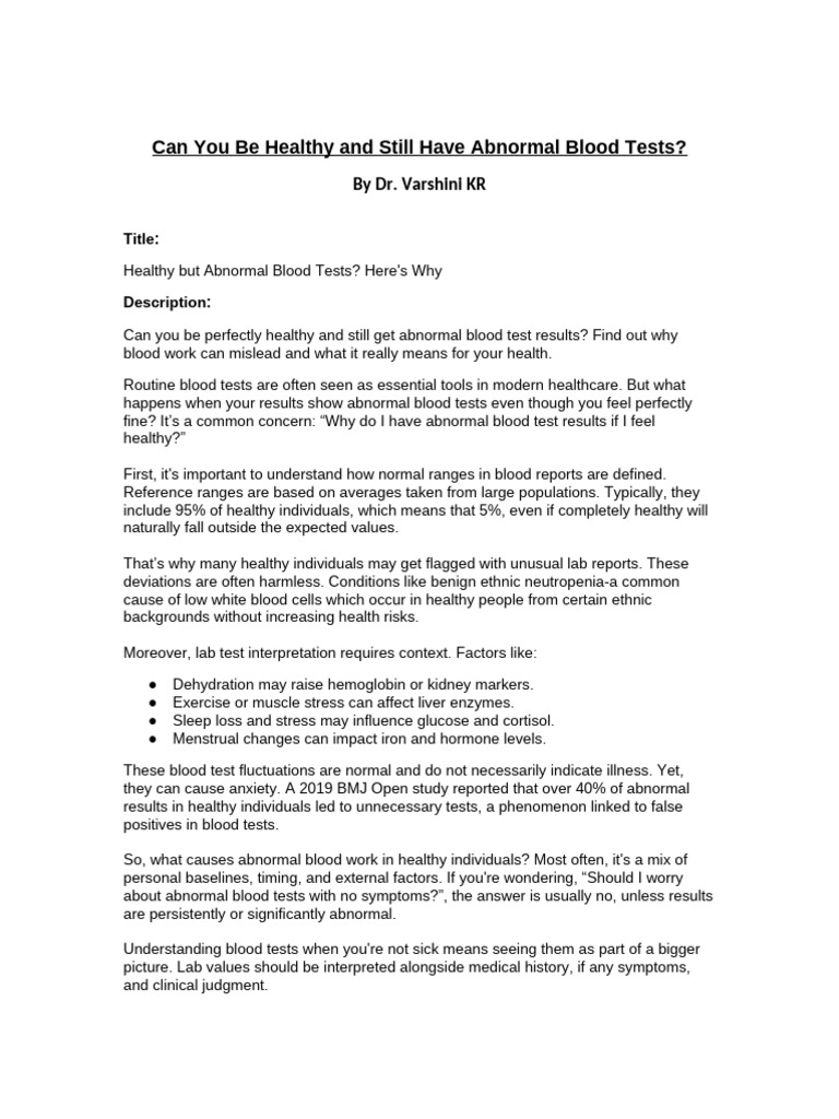 Can You Be Healthy and Still Have Abnormal Blood Tests-- (1) | PDF ...