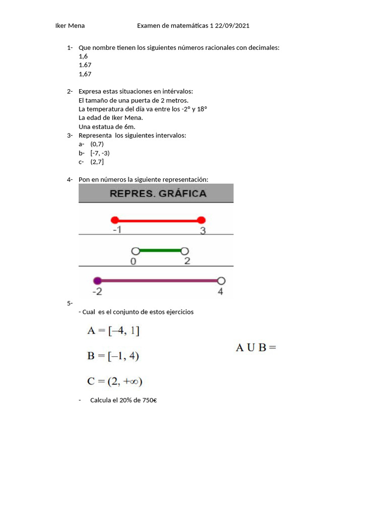 Examen Matemáticas | PDF