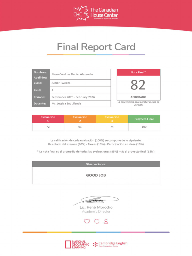 Final Report Card - Junior Tweens - 4._6 | PDF