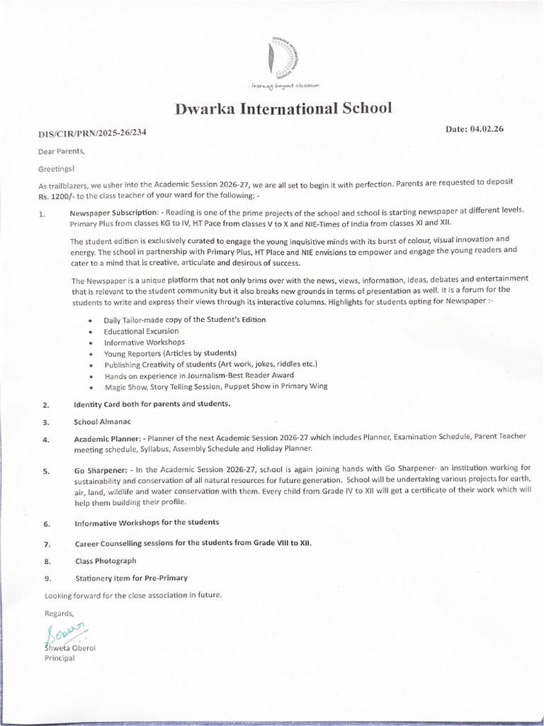 New Session Circular | PDF