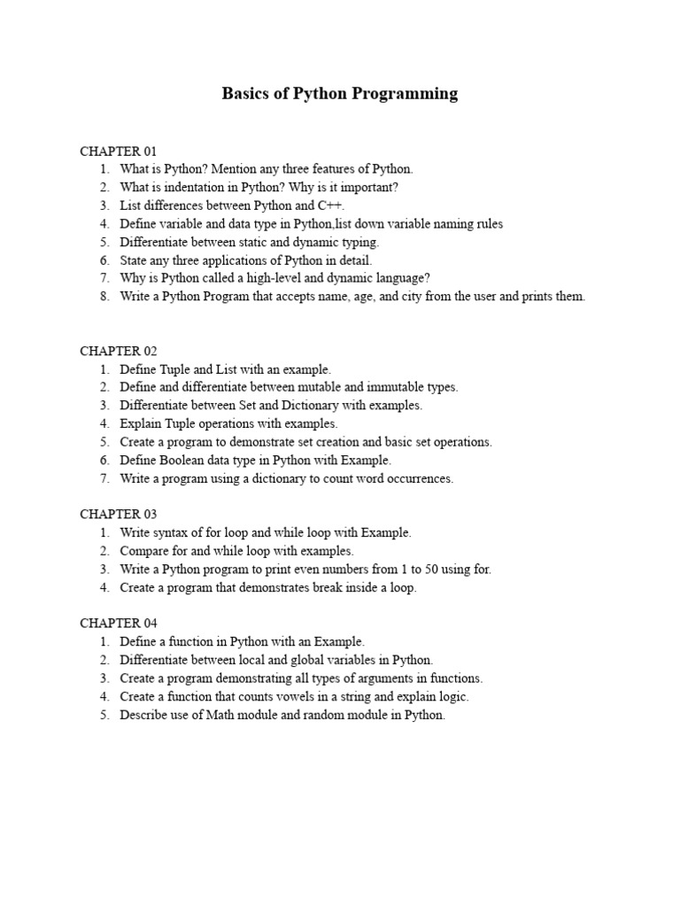 Basics of Python Programming | PDF