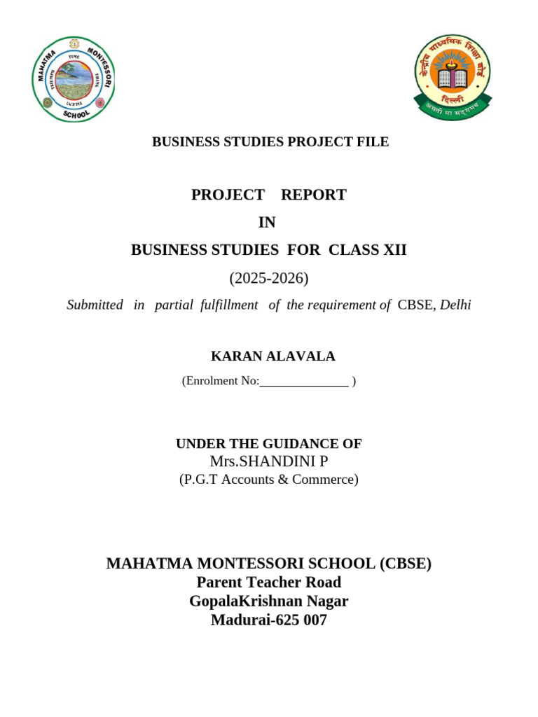 Business Studies Front Page | PDF