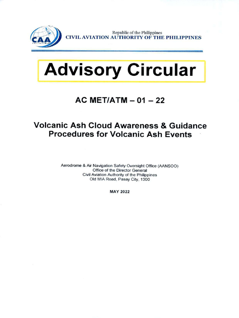 AC METATM 01 22 Volcanic Ash Cloud Awareness and Guidance Procedures ...