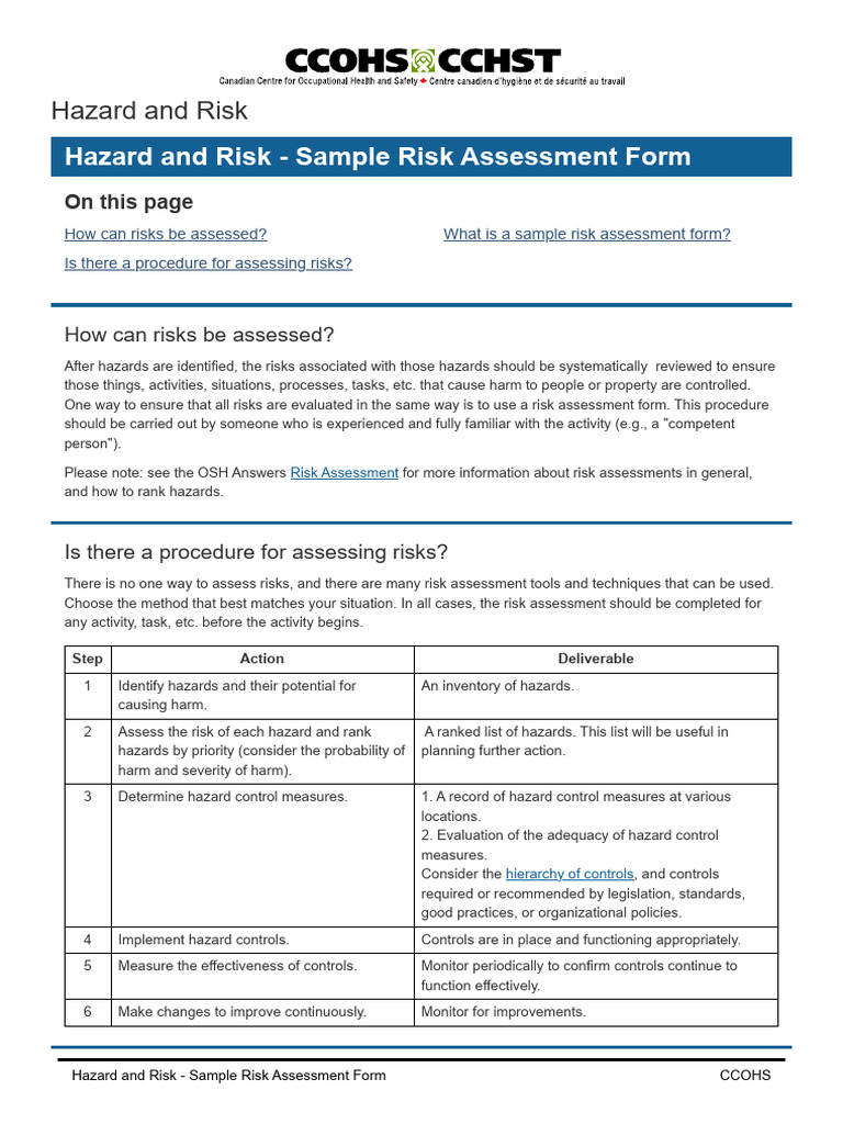 Sample Risk | PDF | Risk Assessment | Risk