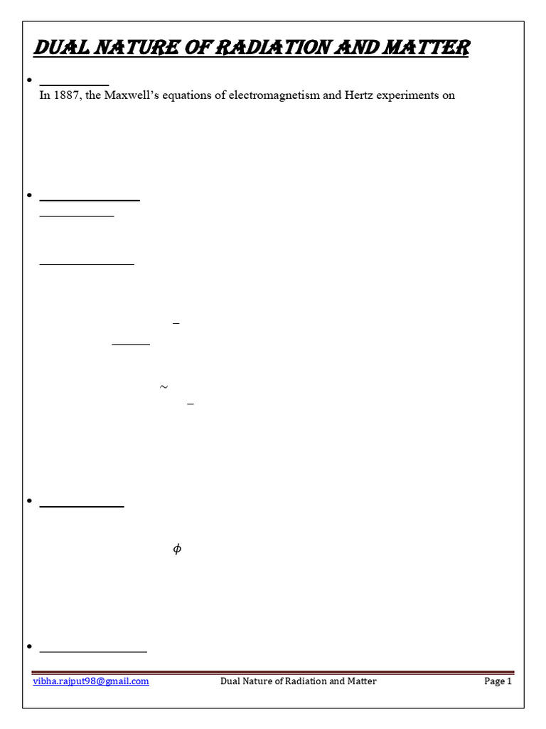 CH11.Dual Nature of Radiation and Matter | PDF | Photoelectric Effect ...