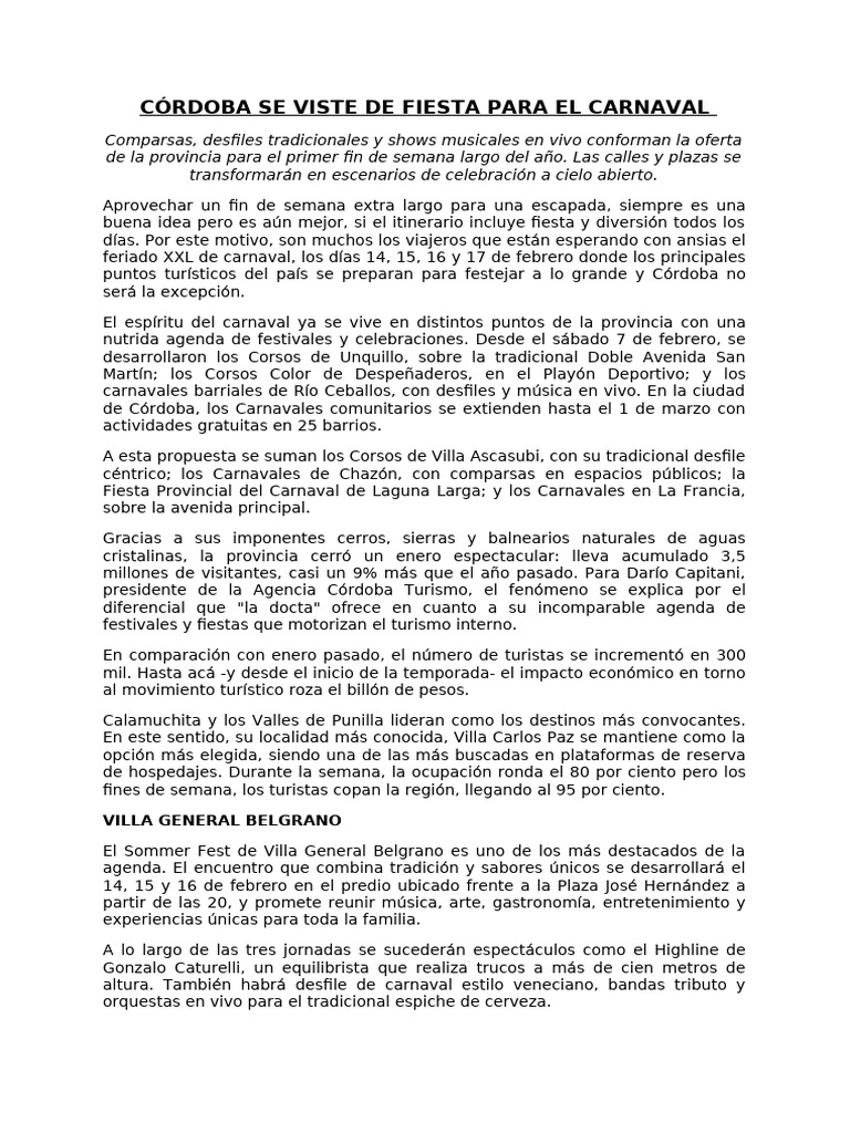 Córdoba Se Viste de Fiesta Para El Carnaval (5) (1) | PDF | Carnaval