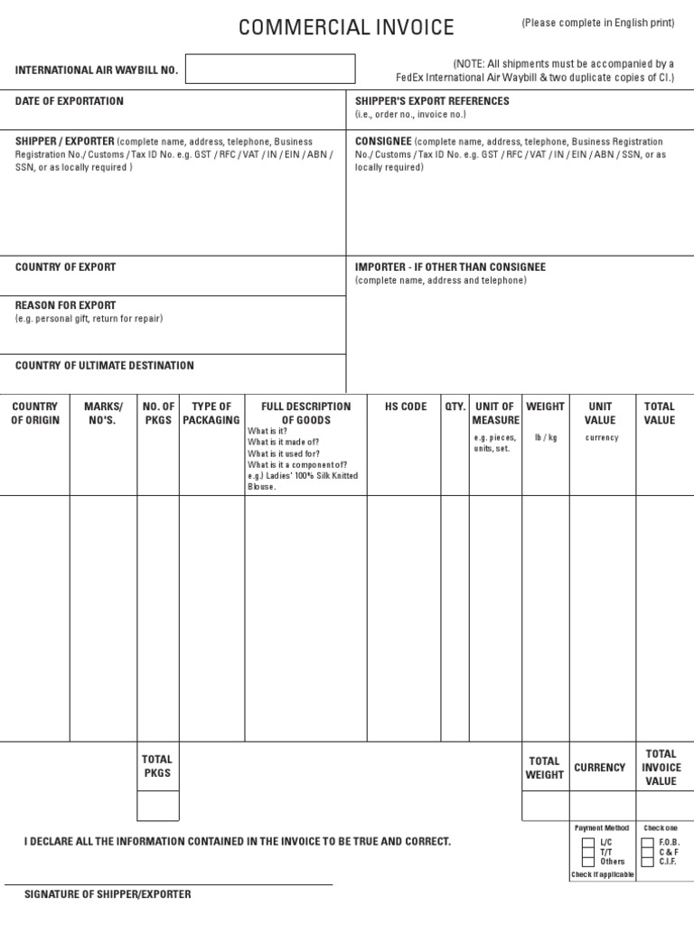 FedEx Commercial Invoice | PDF