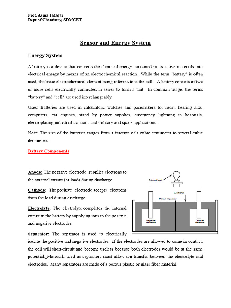 Energy System - Unit 5 AT | PDF | Lithium Ion Battery | Electrode