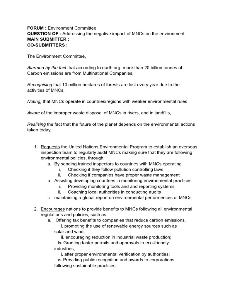 Draft Resolution-GP MUN | PDF