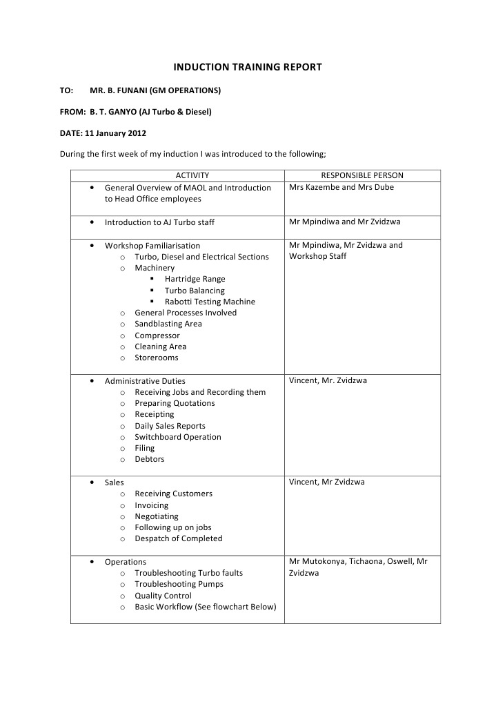 Microsoft Word Induction Training Report Turbocharger Business