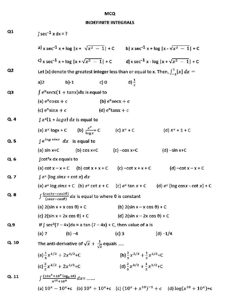 Class 12 Integration 2026 | PDF