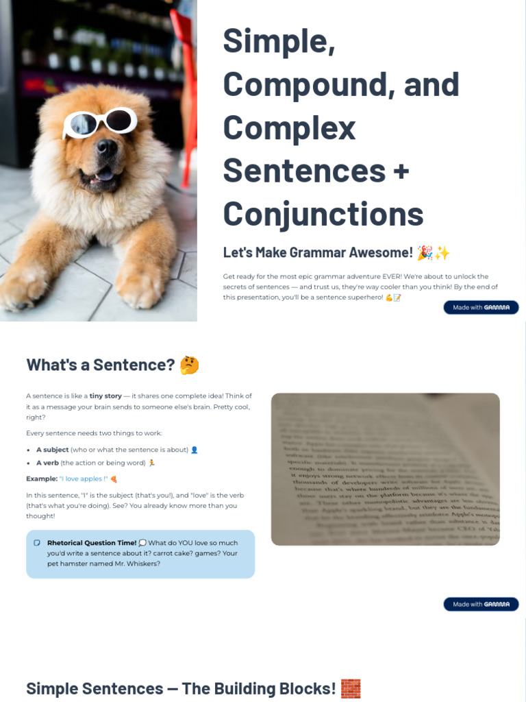 Simple Compound and Complex Sentences Conjunctions | PDF | Semantics ...