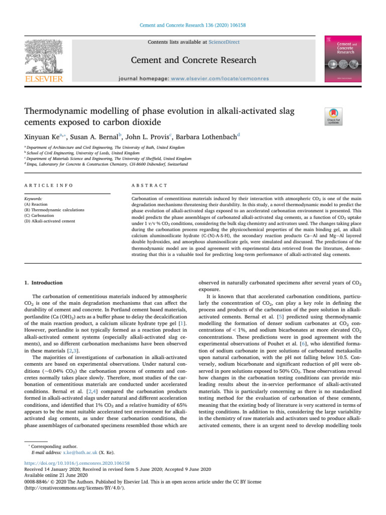 Thermodynamic Modelling of Phase Evolution | PDF | Cement | Carbon Dioxide
