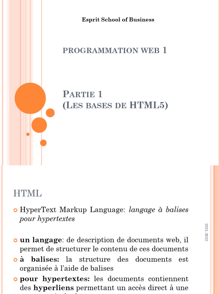 1 - Chapitre 1 HTML | PDF | Html | Langage de balisage