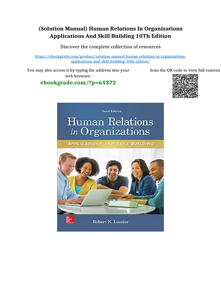 (Solution Manual) Human Relations in Organizations Applications and ...