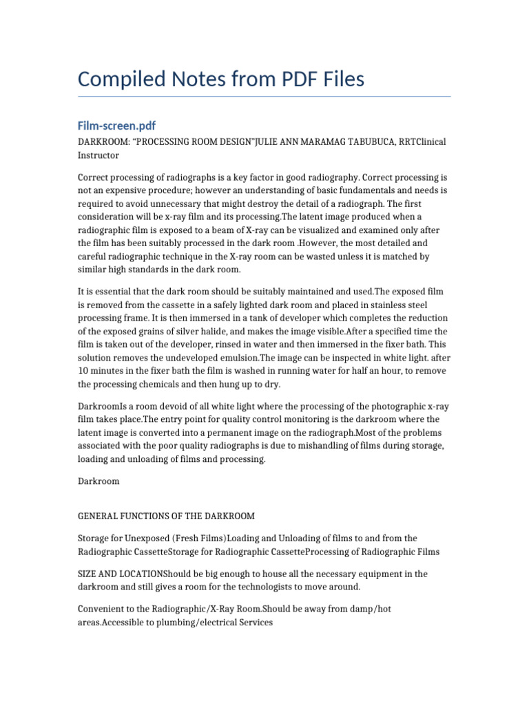 Compiled Radiographic Notes | PDF | Radiography | Imaging
