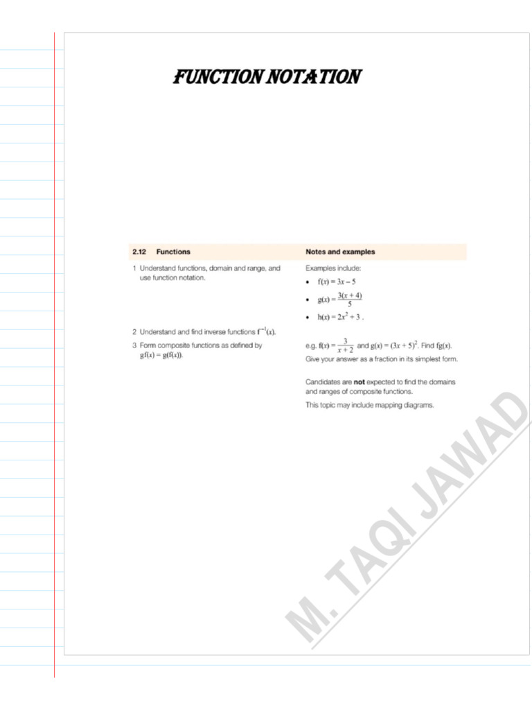 Function Notation (Worksheet) | PDF