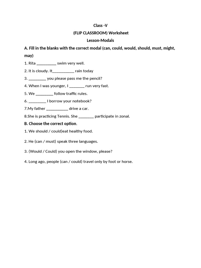 Modals Worksheet | PDF