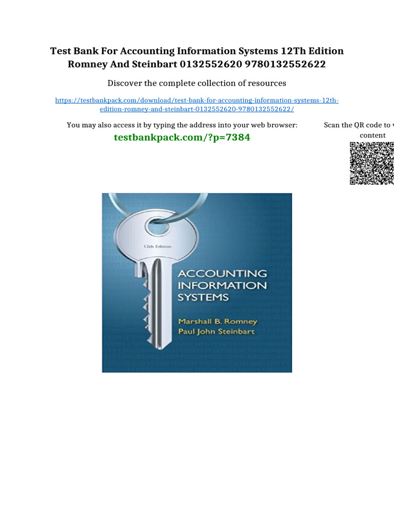 Test Bank for Accounting Information Systems 12th Edition Romney and ...