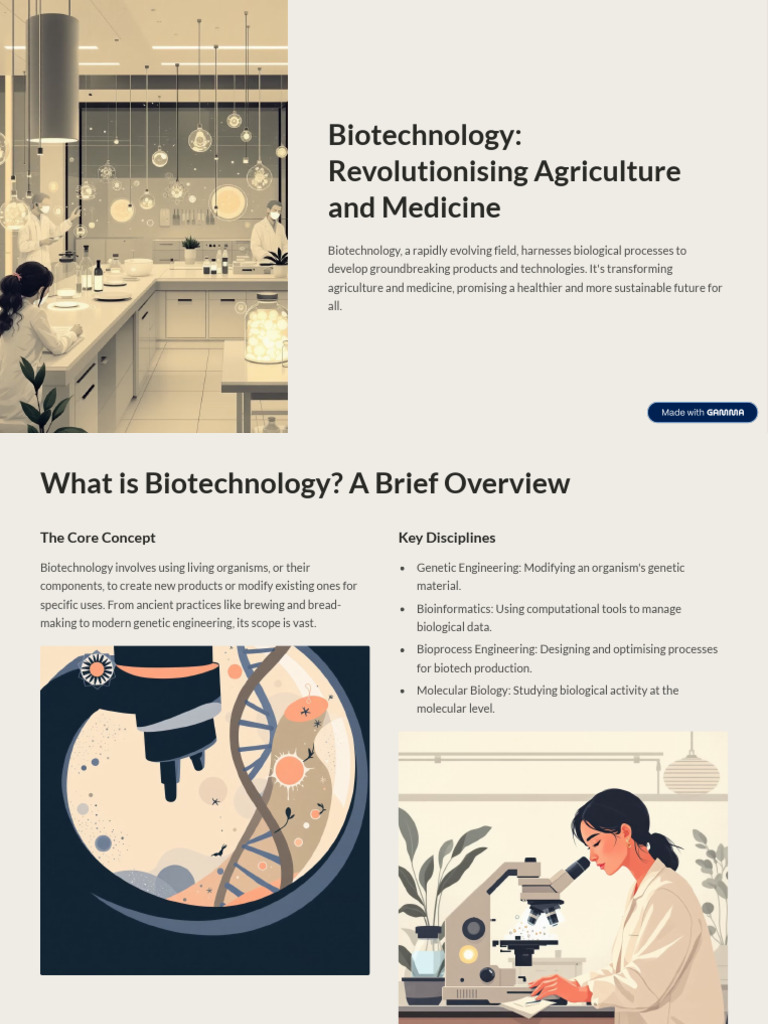 Biotechnology Revolutionising Agriculture and Medicine | PDF ...