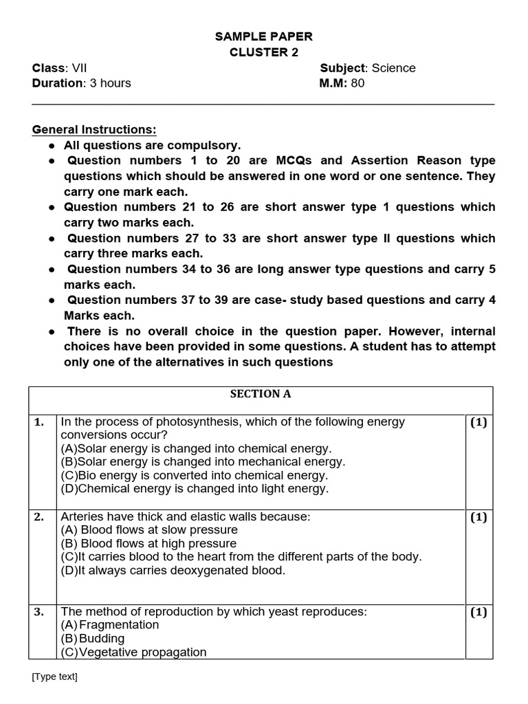 Final Term Sample Paper Science | PDF | Fertilisation | Fruit