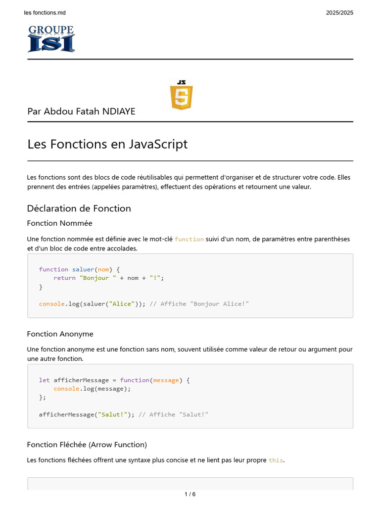 4-Les Fonctions | PDF | JavaScript | Architecture d'un système
