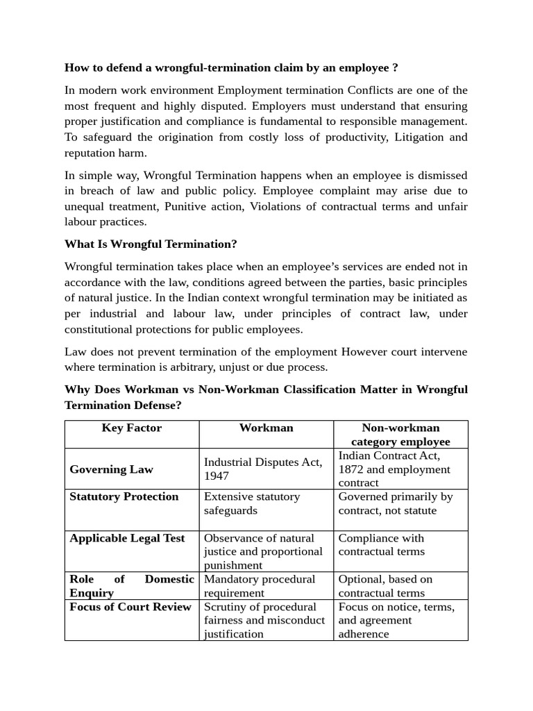 How To Defend A Wrongful-Termination Claim by An Employee | PDF