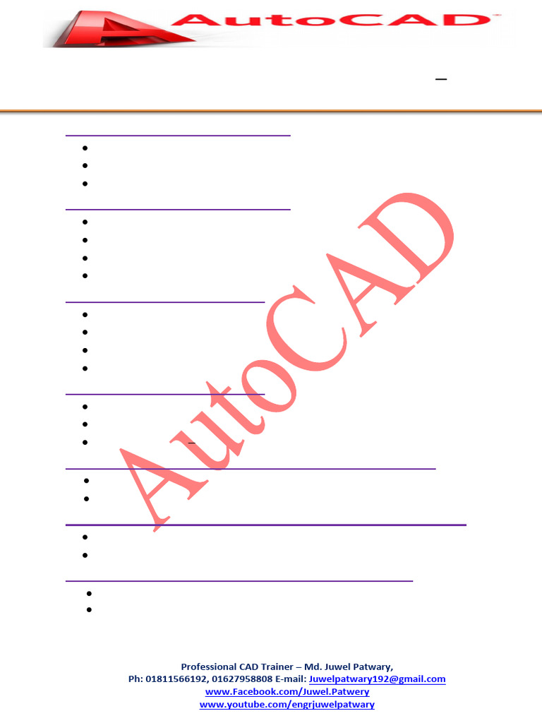 AutoCAD-II 3D Course Outline | PDF | 3 D Computer Graphics | 3 D Modeling